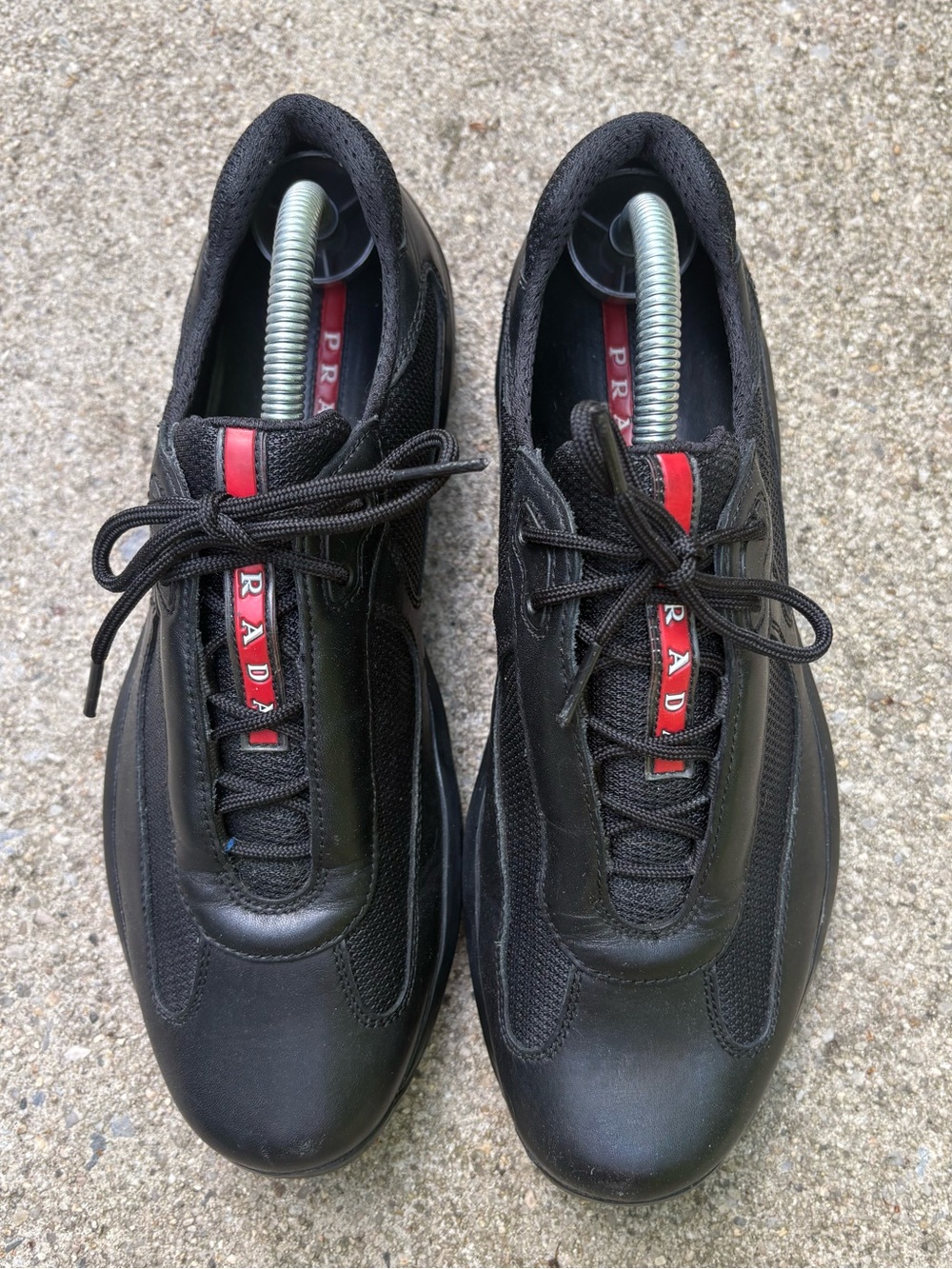 PRADA America’s Cup Linea Rosa Collection Sneaker, Black Calf Leather, EU 41